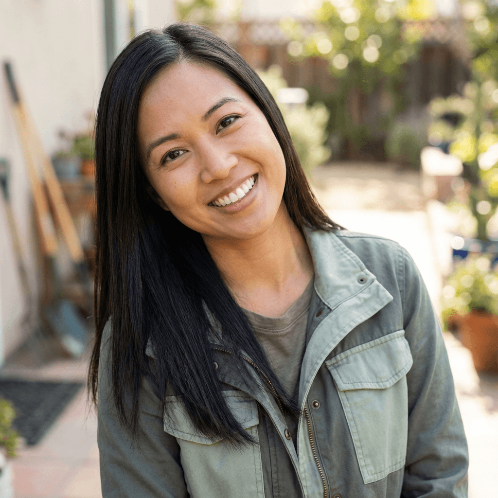 Sarah Tremblay smiling in casual clothing